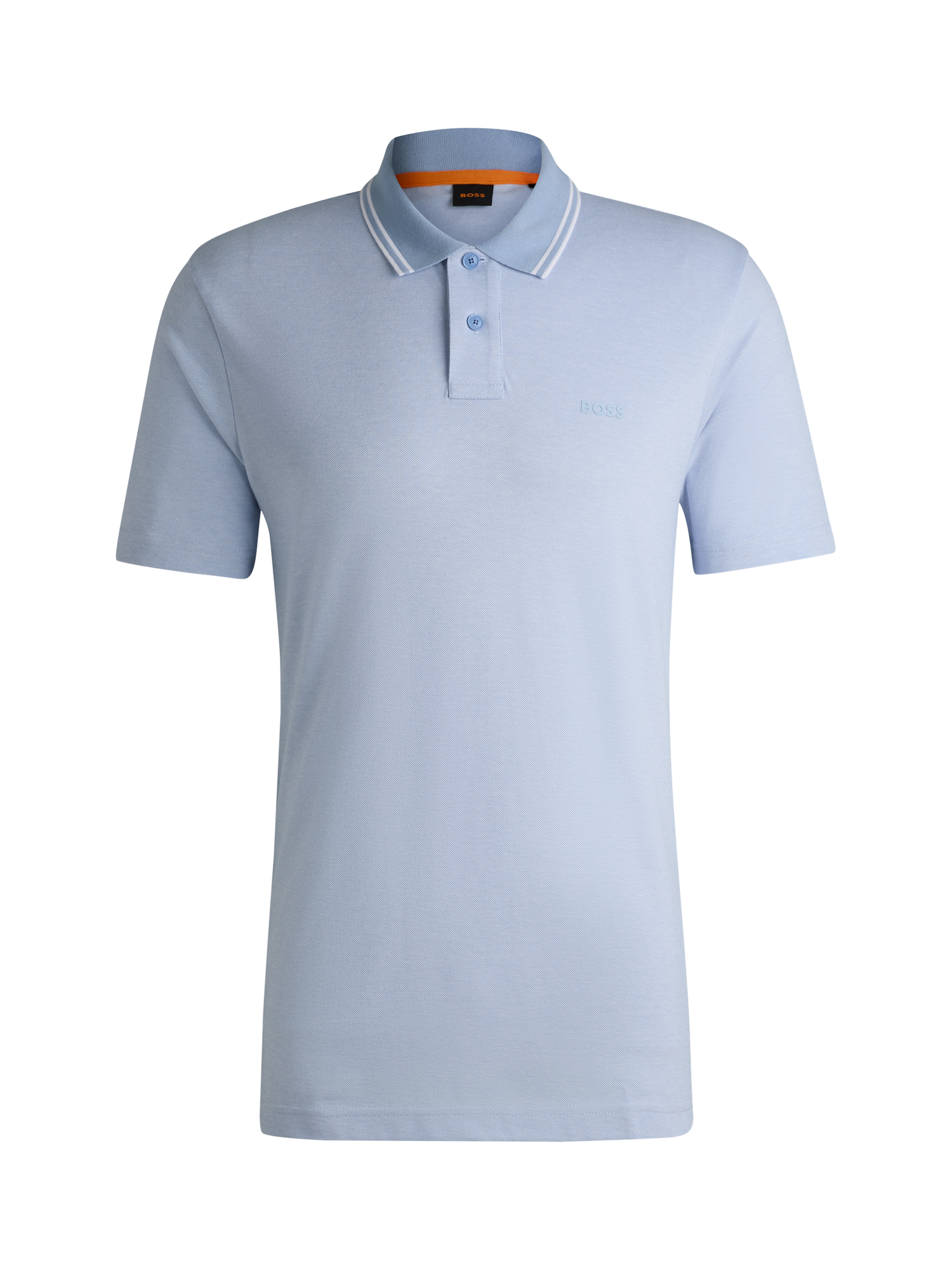 Product image 1 of 1, which shows BOSS Cotton Short Sleeve Polo Shirt, Open Blue, S