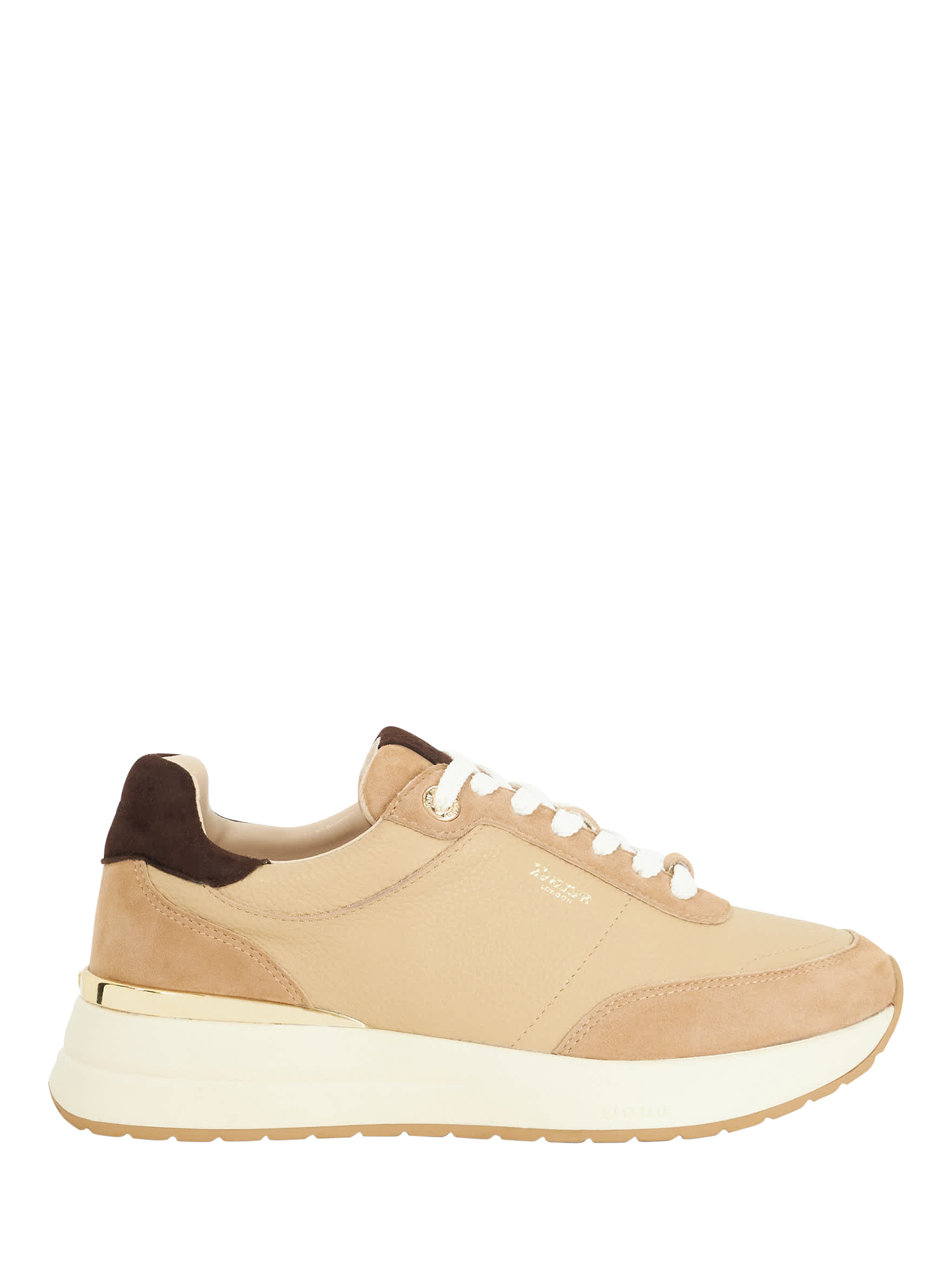 Product image 1 of 6, which shows Dune London Emotion Lace Up Leather Trainers, Camel, EU36