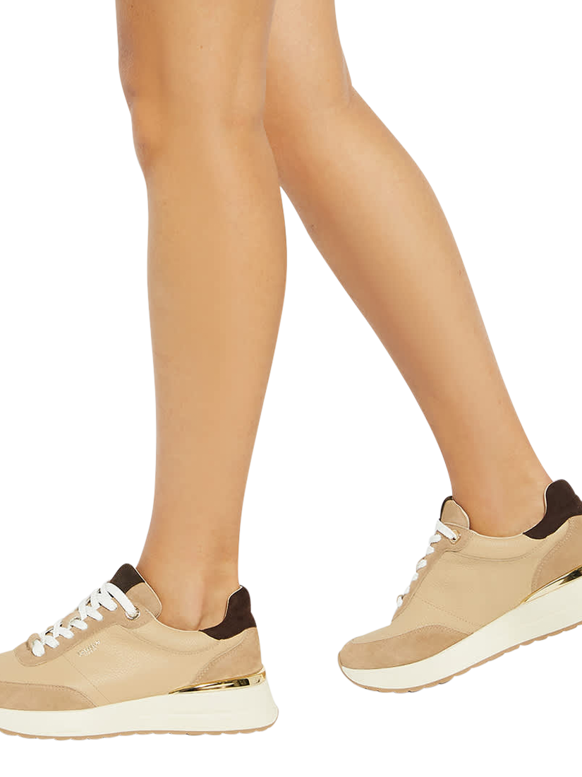 Product image 2 of 6, which shows Dune London Emotion Lace Up Leather Trainers, Camel, EU36