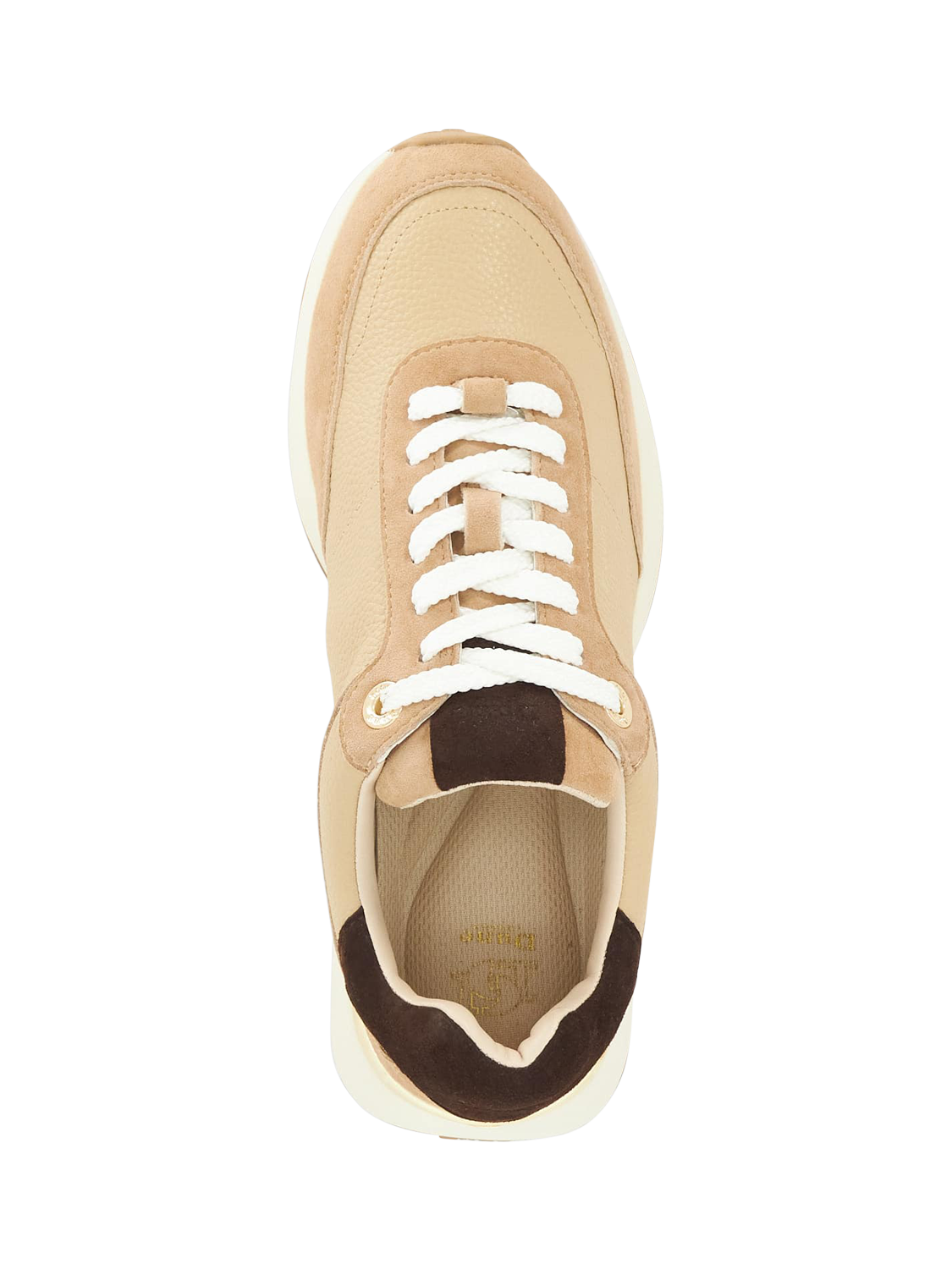 Product image 3 of 6, which shows Dune London Emotion Lace Up Leather Trainers, Camel, EU36
