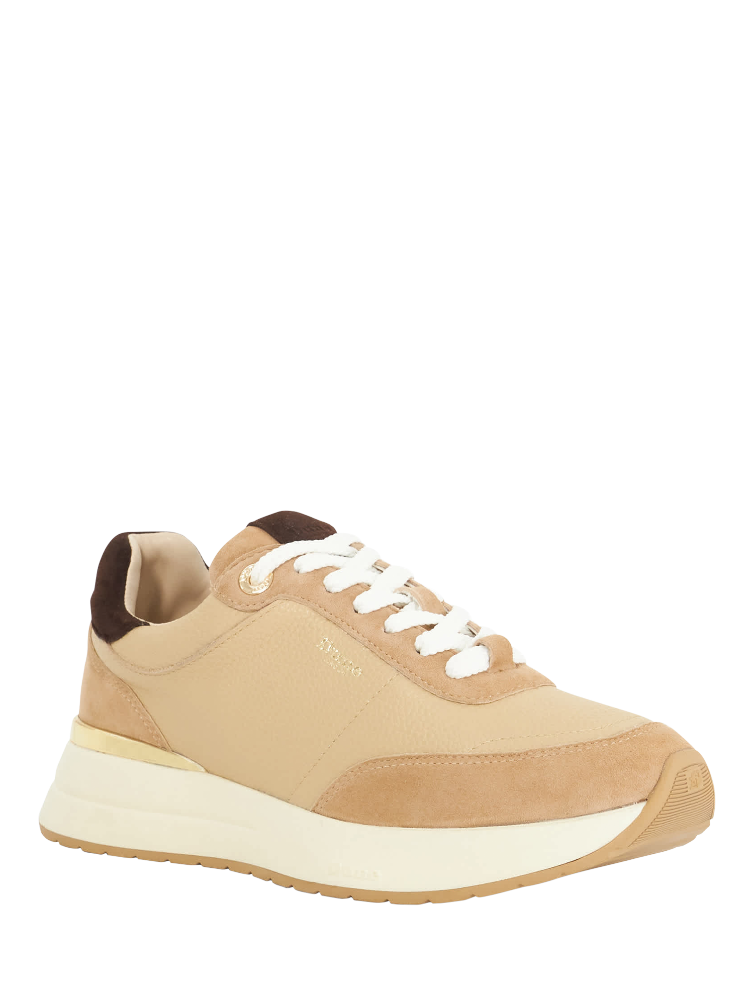 Product image 4 of 6, which shows Dune London Emotion Lace Up Leather Trainers, Camel, EU36