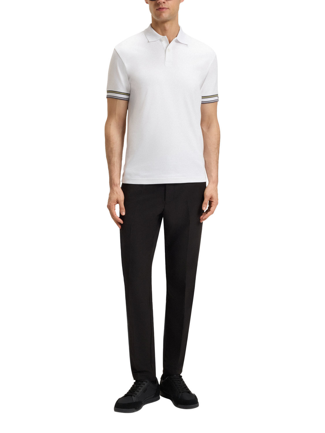 Product image 3 of 5, which shows BOSS Cotton Short Sleeve Polo Shirt, White, M