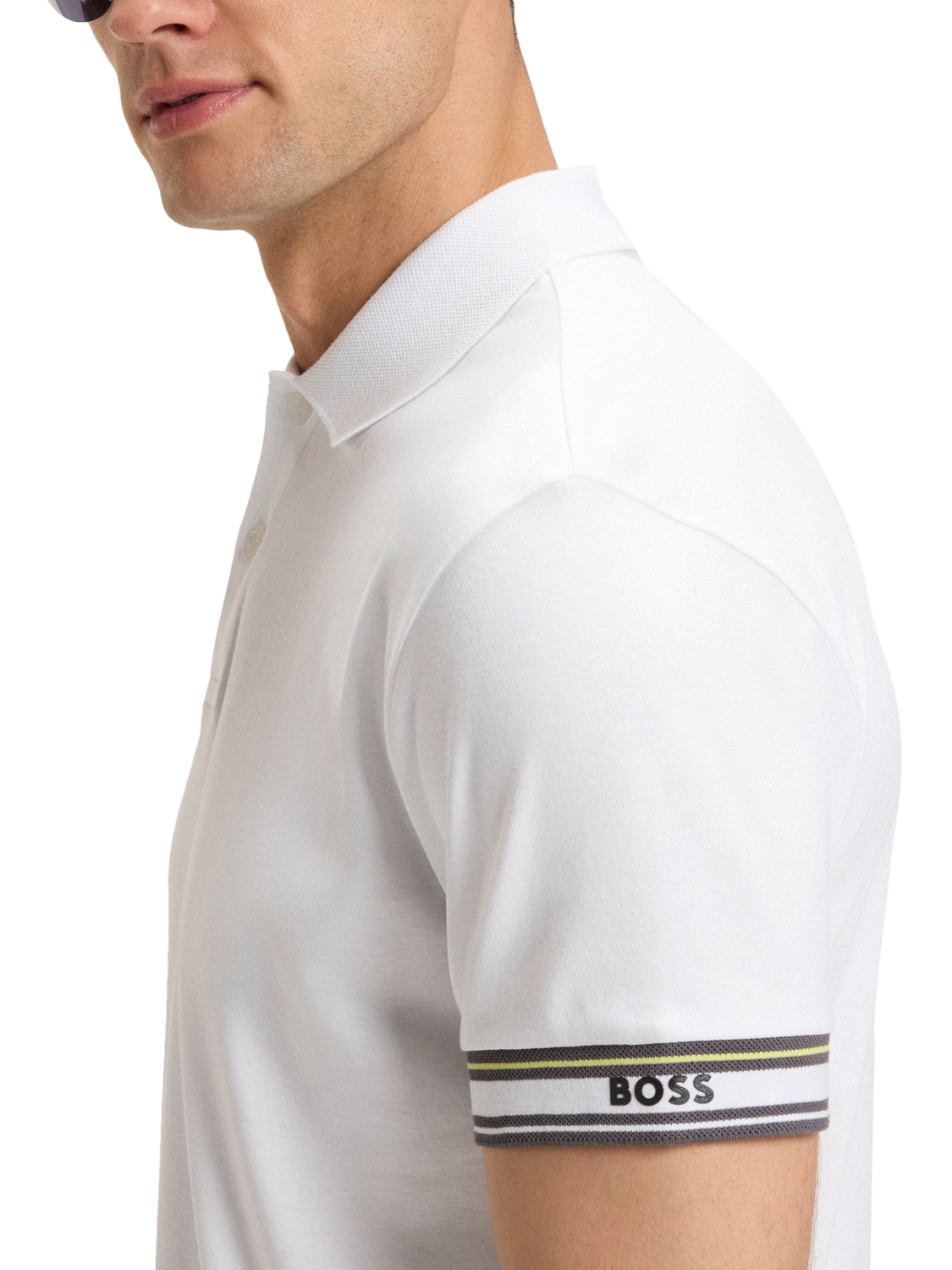 Product image 5 of 5, which shows BOSS Cotton Short Sleeve Polo Shirt, White, M