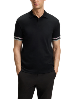 BOSS Cotton Short Sleeve Polo Shirt, Black