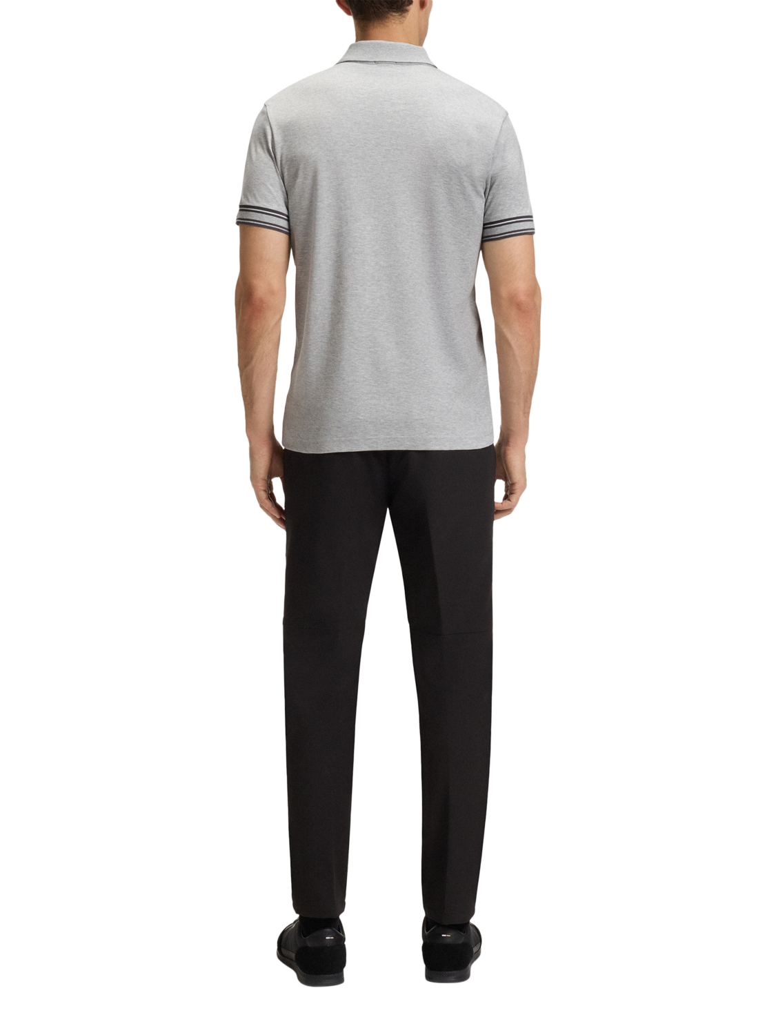 Product image 2 of 5, which shows BOSS Cotton Short Sleeve Polo Shirt, Silver, S