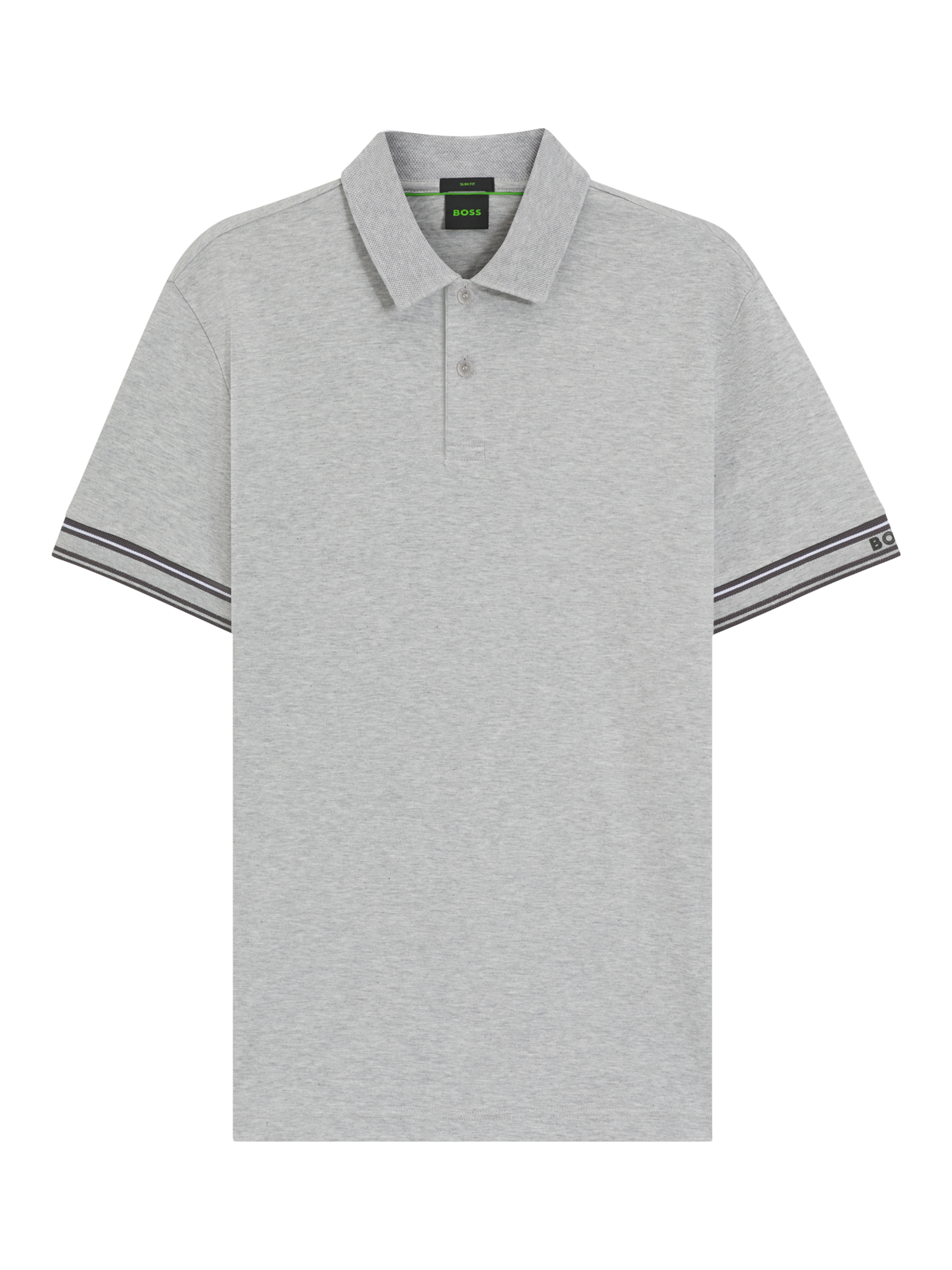 Product image 4 of 5, which shows BOSS Cotton Short Sleeve Polo Shirt, Silver, S