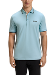 BOSS Cotton Blend Regular Fit Short Sleeve Polo Shirt, Light Pastel Blue