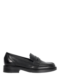 Dune London Giya Wide Fit Leather Loafers, Black, Black