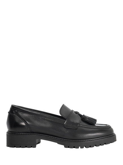 Dune London Gracelyn Wide Fit Leather Loafers, Black, Black