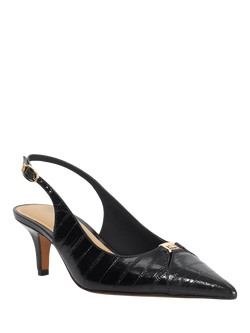 Dune London Distinctive Stiletto Heel Slingback Leather Court Shoes, Black - view 2, Black