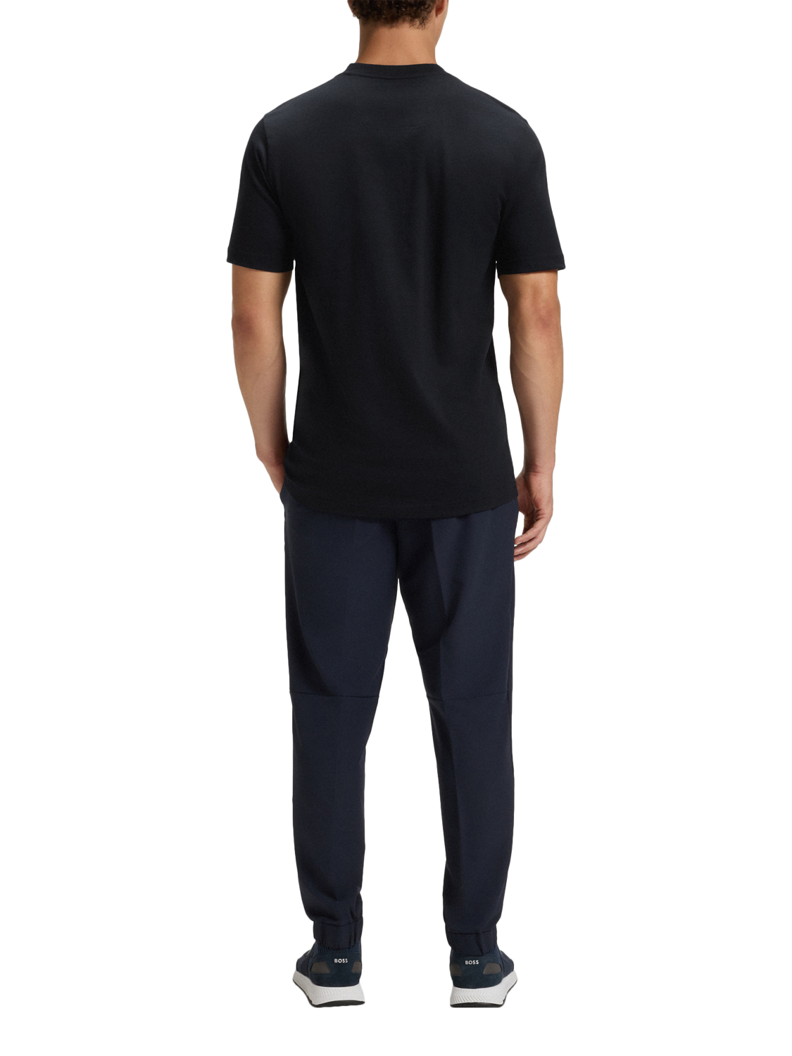 Product image 2 of 5, which shows BOSS Cotton Regular Fit Short Sleeve Logo T-Shirt, Dark Blue, S