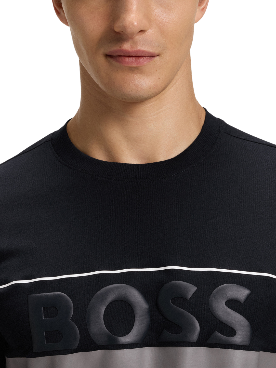 Product image 5 of 5, which shows BOSS Cotton Regular Fit Short Sleeve Logo T-Shirt, Dark Blue, S