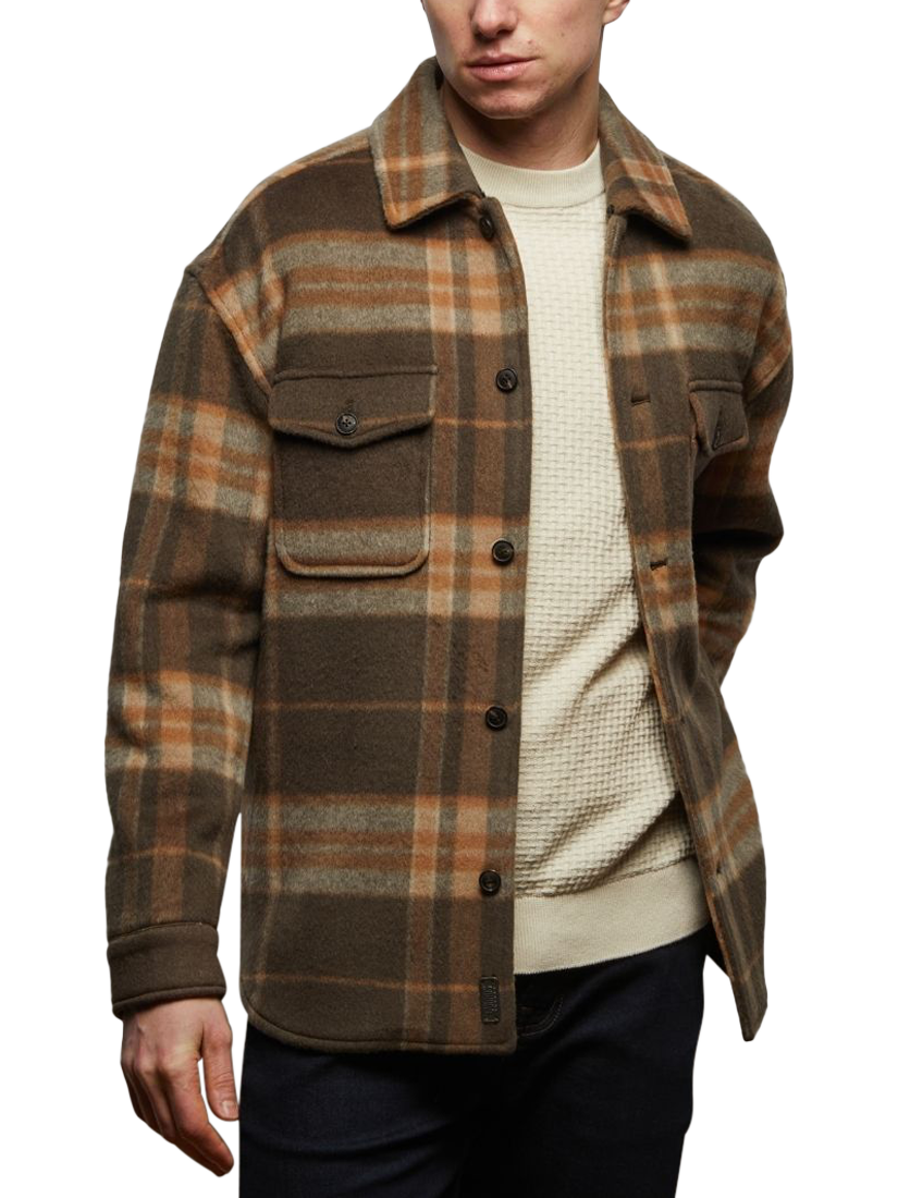 Product image 1 of 6, which shows Guards London Welsh Check Overshirt, Green, XS Reg