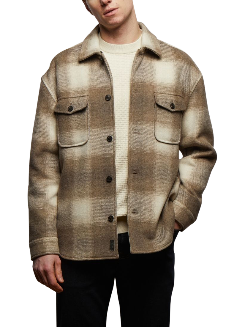 Product image 1 of 5, which shows Guards London Welsh Check Overshirt, Stone, XS Reg