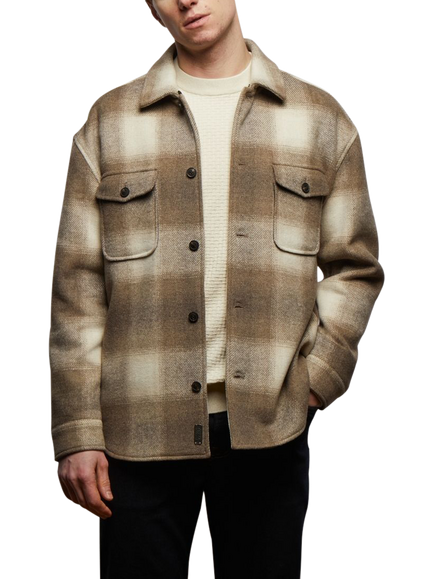 Guards London Welsh Check Overshirt, Stone, Stone