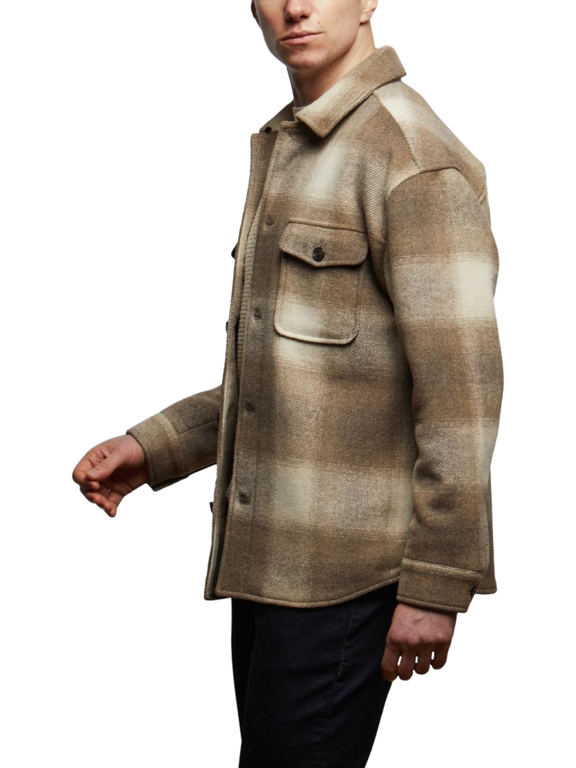 Product image 2 of 5, which shows Guards London Welsh Check Overshirt, Stone, XS Reg