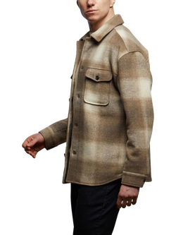 Guards London Welsh Check Overshirt, Stone - view 2, Stone