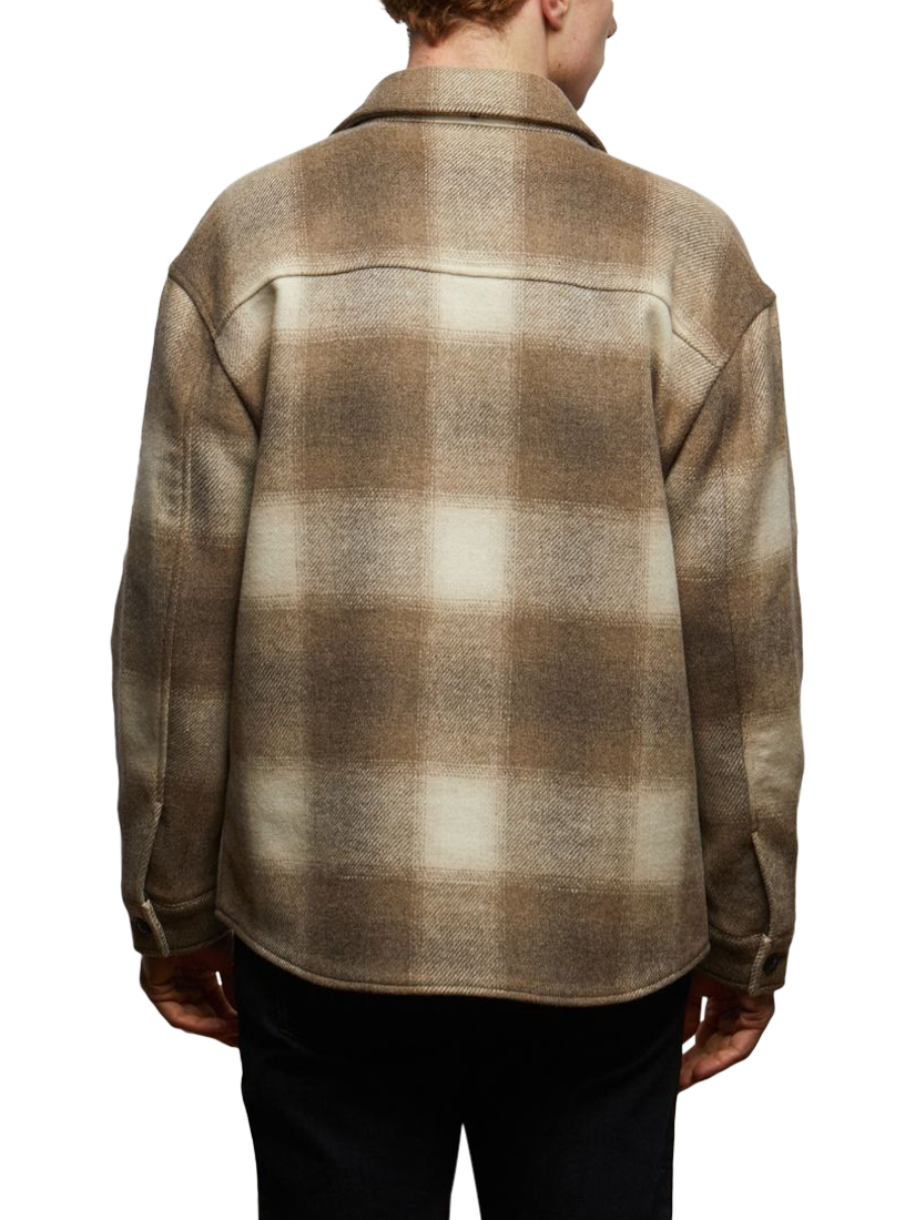 Product image 3 of 5, which shows Guards London Welsh Check Overshirt, Stone, XS Reg