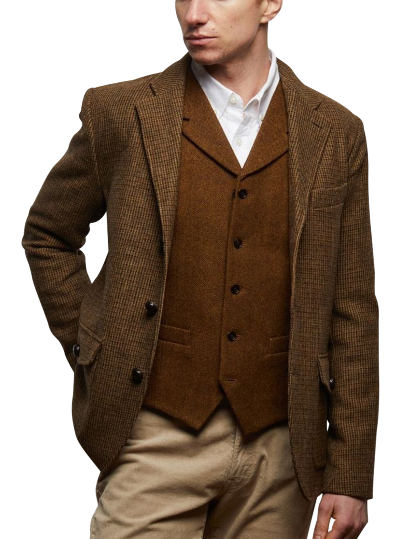 Product image 1 of 6, which shows Guards London Allenby Wool Tweed Blazer, Chest Brown, 36R