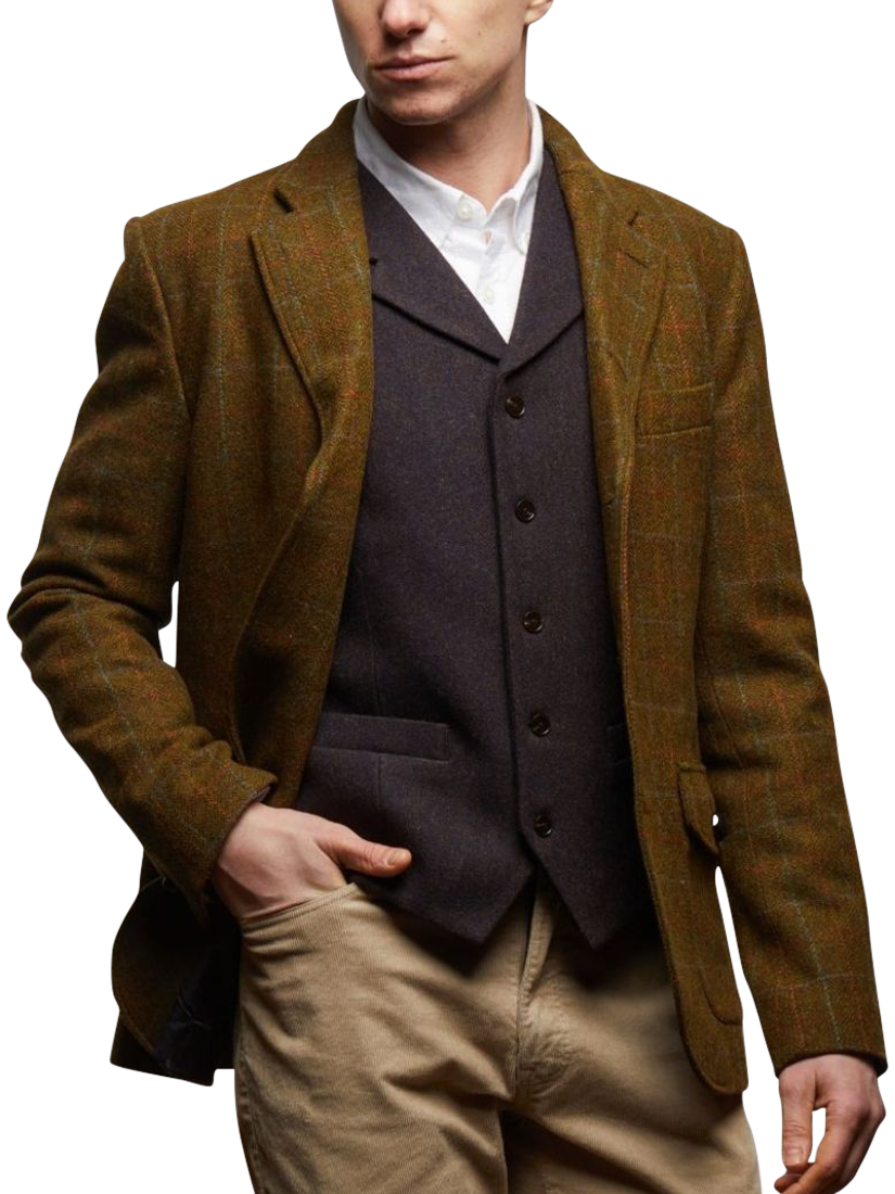 Product image 1 of 6, which shows Guards London Allenby Wool Tweed Blazer, Light Brown, 36R