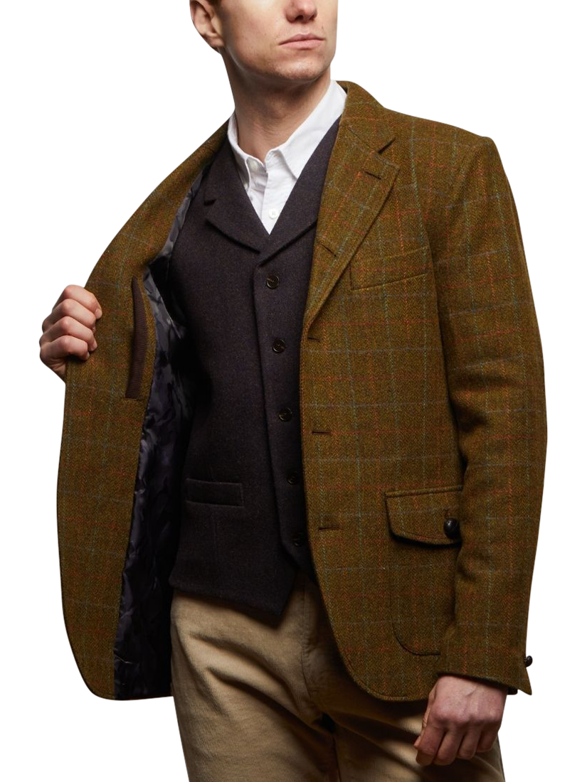 Product image 2 of 6, which shows Guards London Allenby Wool Tweed Blazer, Light Brown, 36R