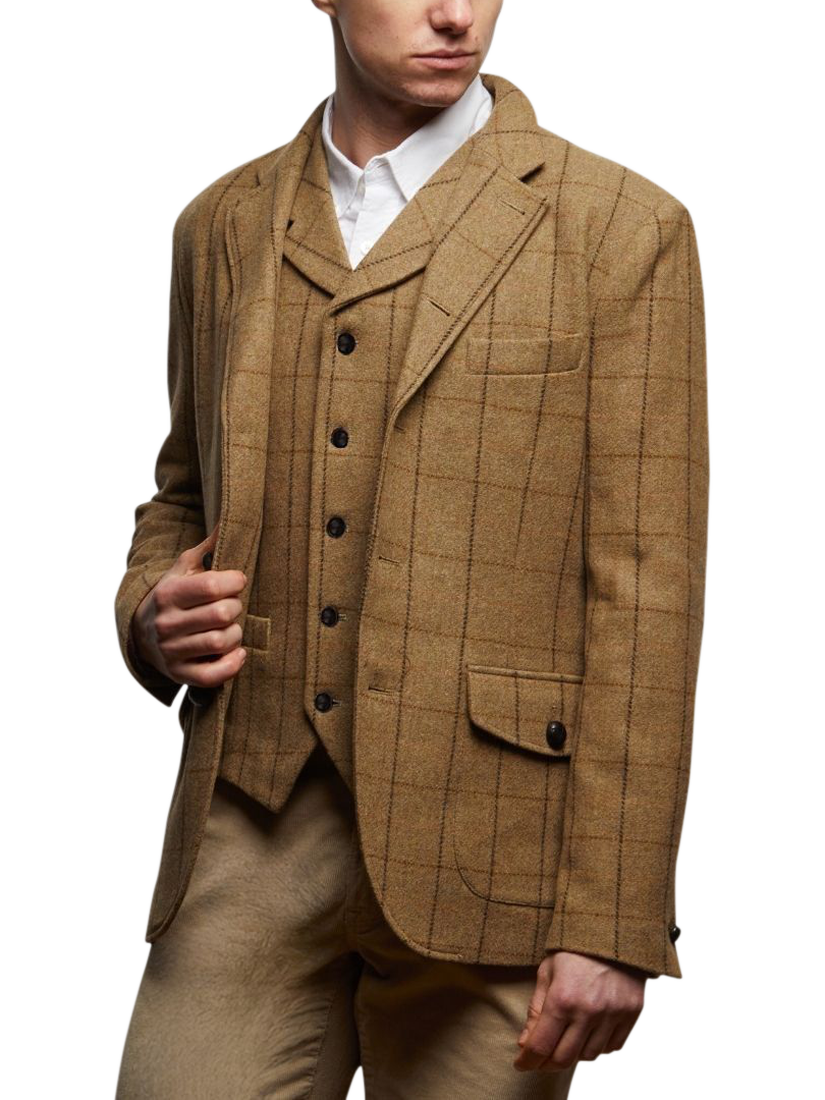 Product image 1 of 4, which shows Guards London Allenby Wool Tweed Blazer, Tan, 36R