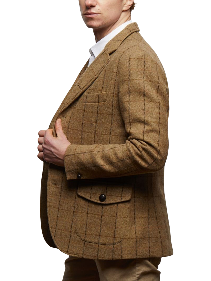 Product image 2 of 4, which shows Guards London Allenby Wool Tweed Blazer, Tan, 36R