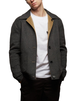 Guards London Irish Reversible Wool Blend Harrington Jacket, Grey Camel - view 2, Grey Camel