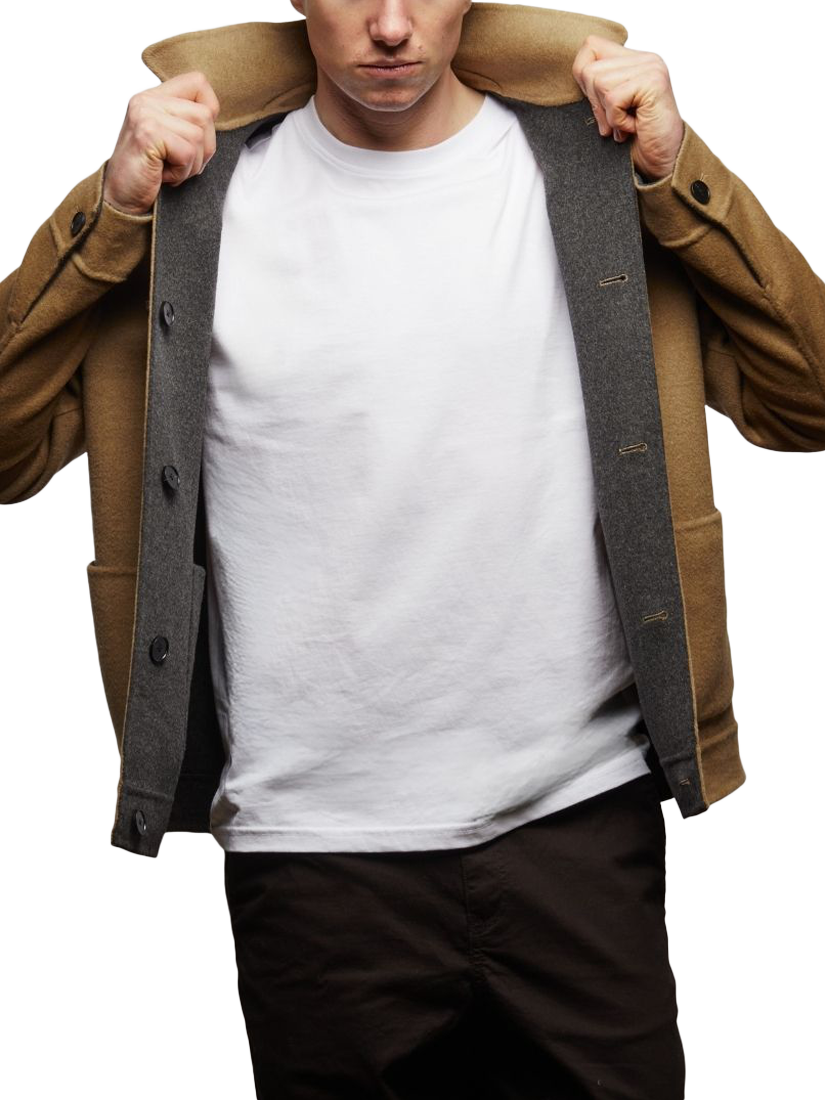 Product image 3 of 9, which shows Guards London Irish Reversible Wool Blend Harrington Jacket, Grey Camel, XS Reg