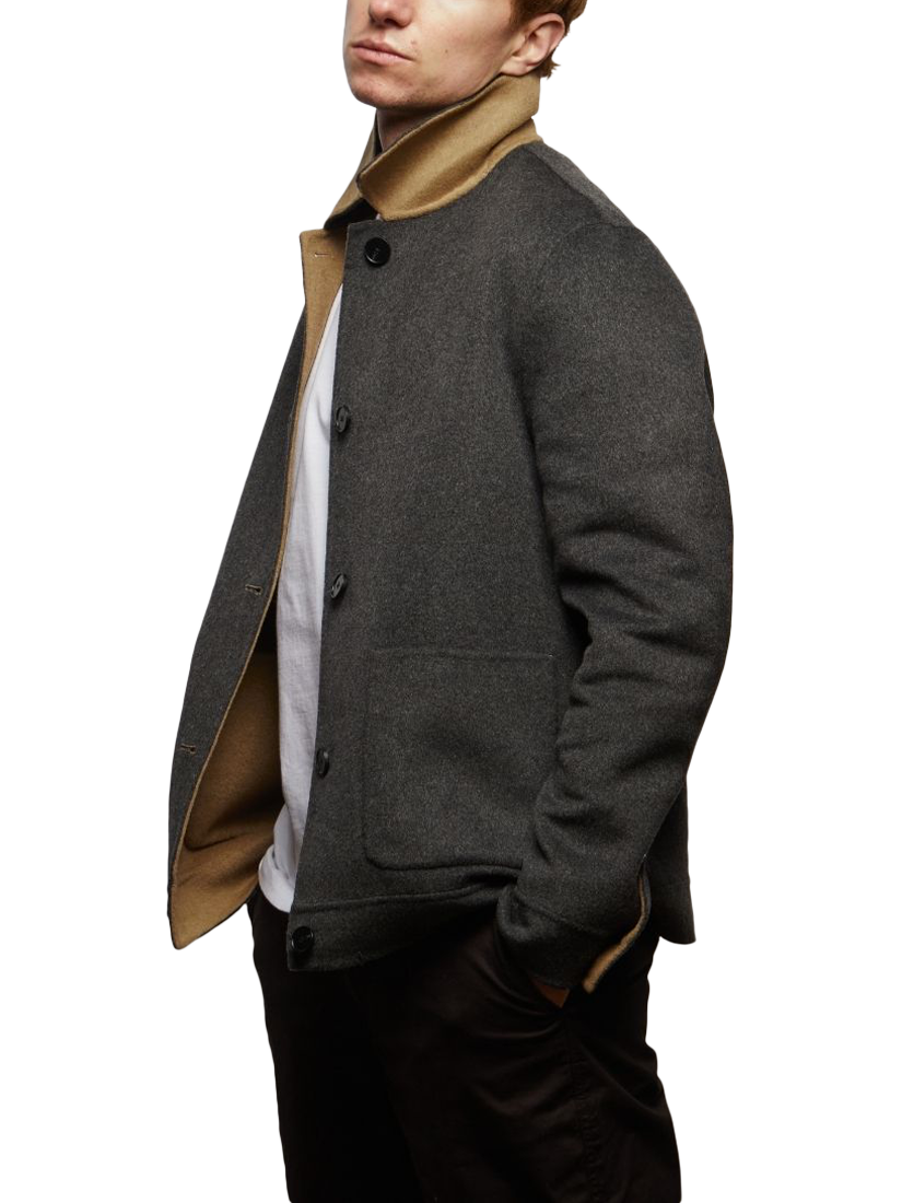 Product image 4 of 9, which shows Guards London Irish Reversible Wool Blend Harrington Jacket, Grey Camel, XS Reg