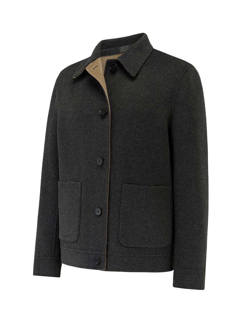 Product image 9 of 9, which shows Guards London Irish Reversible Wool Blend Harrington Jacket, Grey Camel, XS Reg