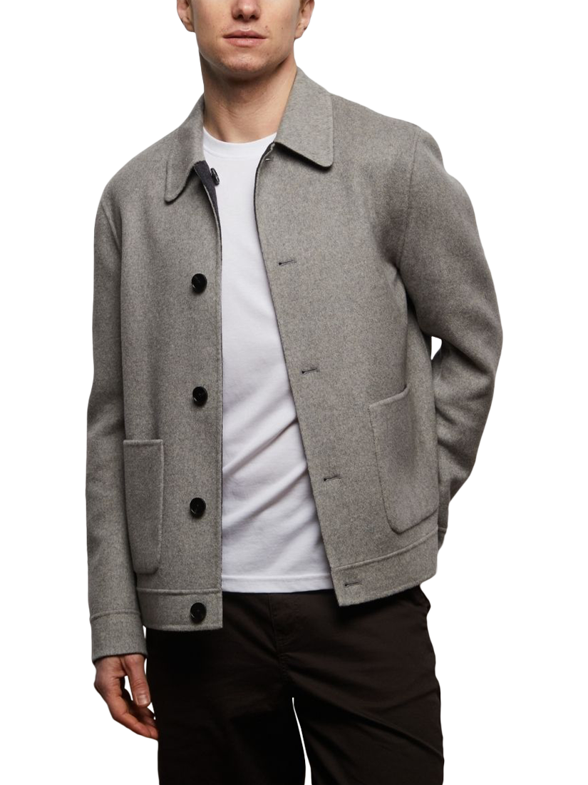 Product image 1 of 10, which shows Guards London Irish Reversible Wool Blend Harrington Jacket, Silver Grey, XS Reg