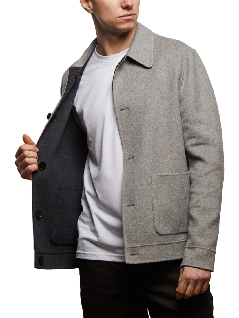 Product image 3 of 10, which shows Guards London Irish Reversible Wool Blend Harrington Jacket, Silver Grey, XS Reg