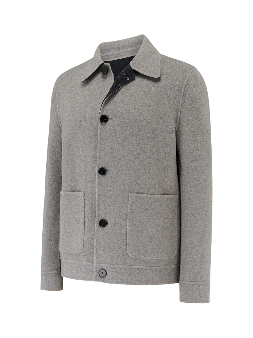 Product image 9 of 10, which shows Guards London Irish Reversible Wool Blend Harrington Jacket, Silver Grey, XS Reg