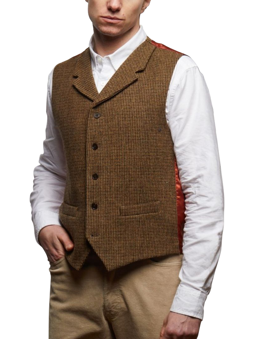 Product image 1 of 3, which shows Guards London Sherwood Wool Waiscoat, Chest Brown, 36R
