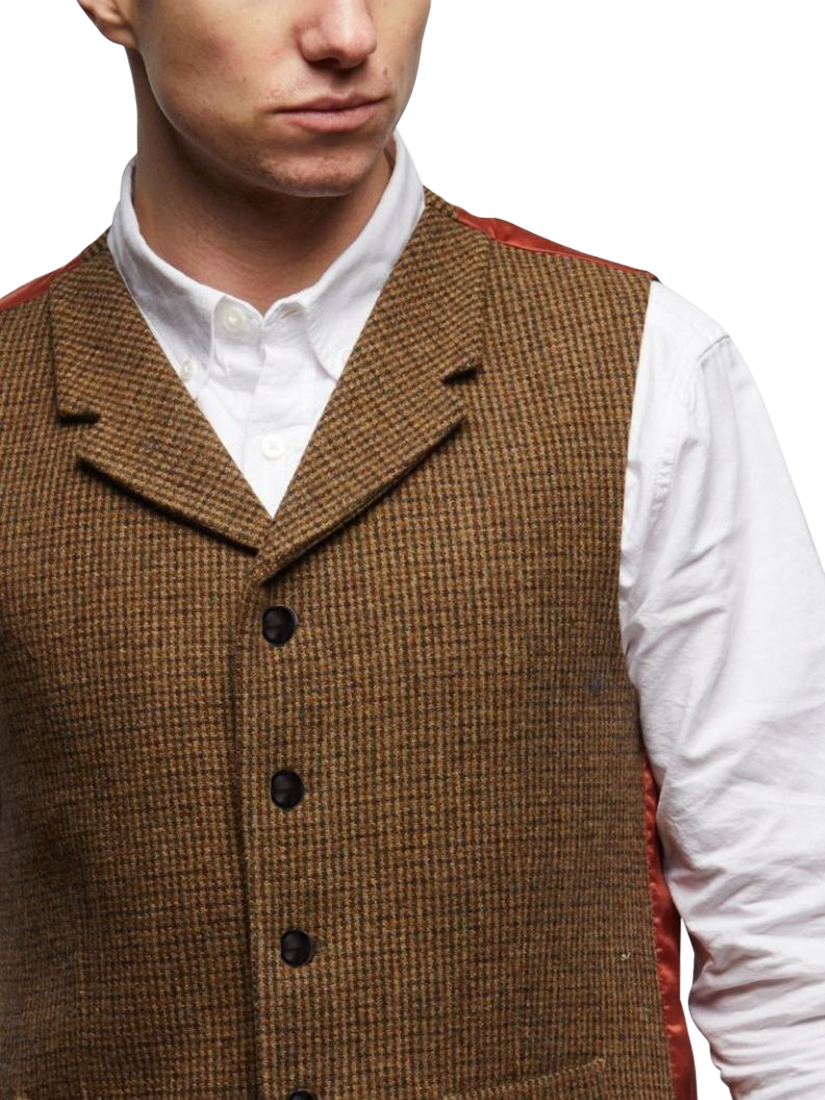 Product image 2 of 3, which shows Guards London Sherwood Wool Waiscoat, Chest Brown, 36R