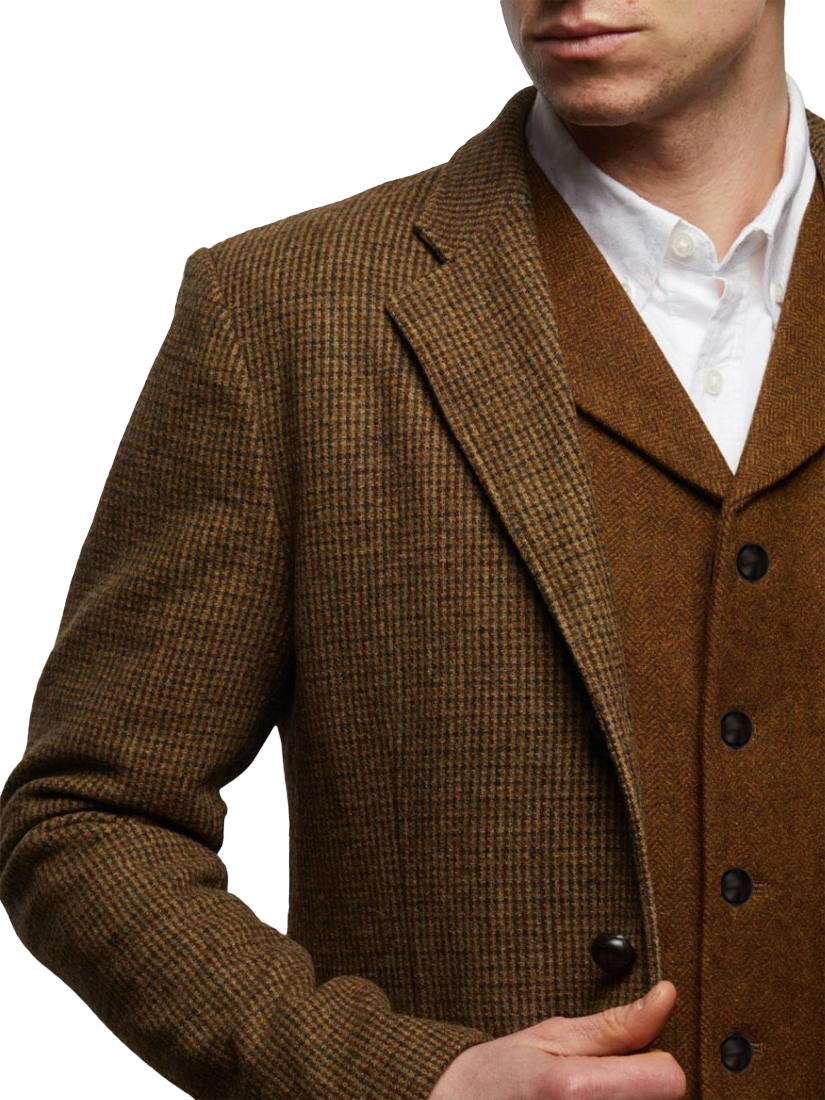 Product image 2 of 3, which shows Guards London Sherwood Wool Waiscoat, Tan, 36R
