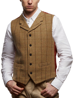 Guards London Sherwood Tweed Waistcoat, Tan, Tan