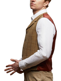 Guards London Sherwood Tweed Waistcoat, Tan - view 2, Tan