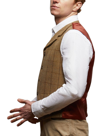 Guards London Sherwood Tweed Waistcoat, Tan - view 2, Tan