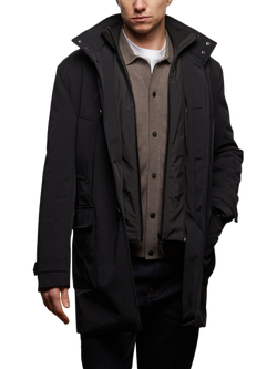Guards London Walker Hybrid Technical Overcoat, Black, Black