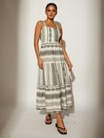 South Beach Square Neck Jacquard Maxi Dress, Monochrome