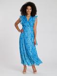 South Beach Printed Frill Shoulder Wrap Maxi Dress, Multi