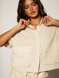 South Beach Linen Blend Utility Shirt, Beige