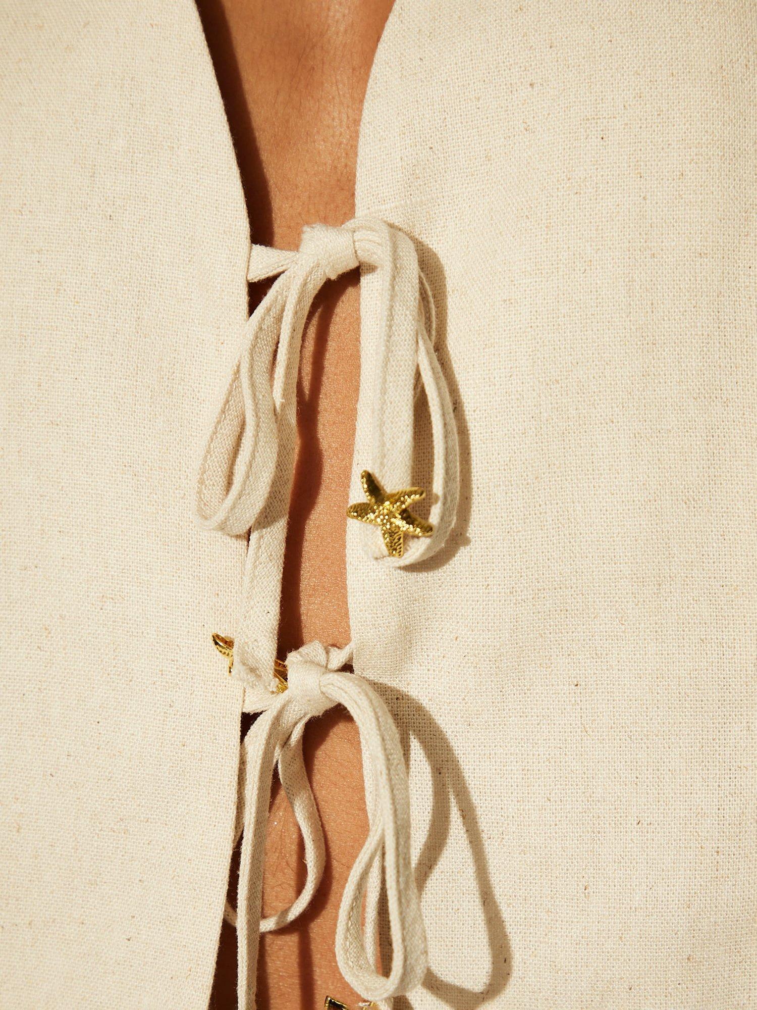 Product image 2 of 5, which shows South Beach Linen Blend Waistcoat, Beige, 10