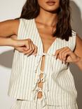 South Beach Stripe Linen Blend Waistcoat, Beige
