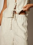 South Beach Stripe Linen Blend Trousers, Beige