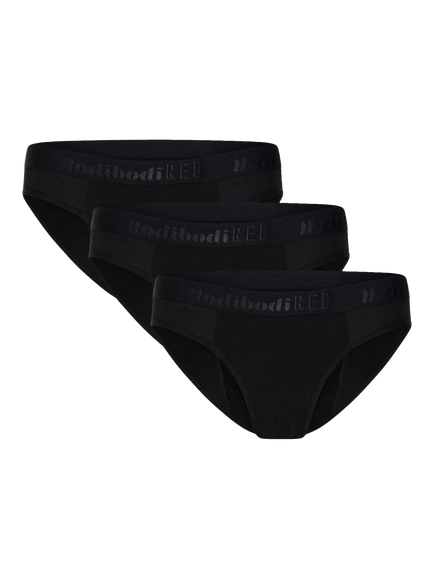Modibodi Teen Period Hipster Knickers, Moderate Absorbency, Pack of 3, Black, Black