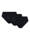Modibodi Seamless Hipster Bikini Briefs, Moderate Absorbency, Pack of 3, Black