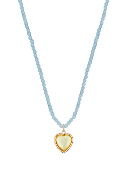 Stych Kids' Favourite Colour Heart Pendant Necklace, Yellow/Blue